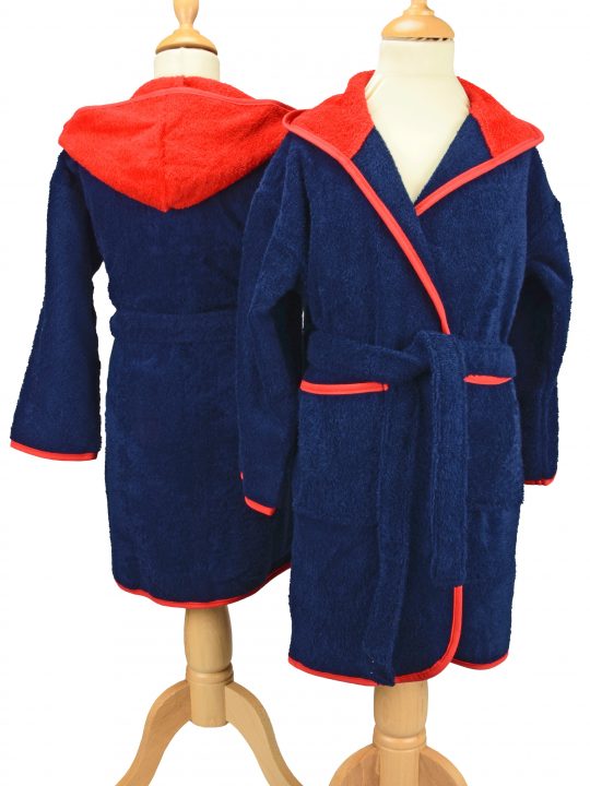 Blauw-Rode Badstof Kinderbadjas