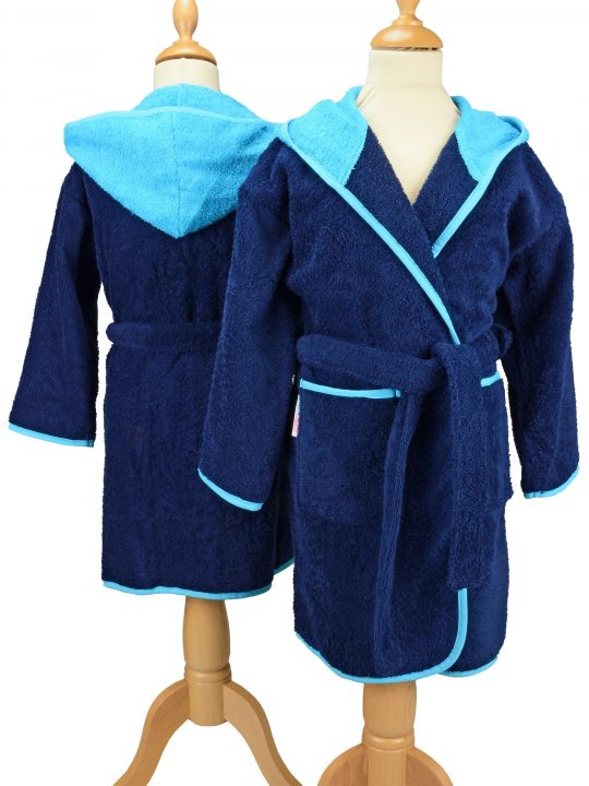 Blauw-Aqua Kinderbadjas van Badstof